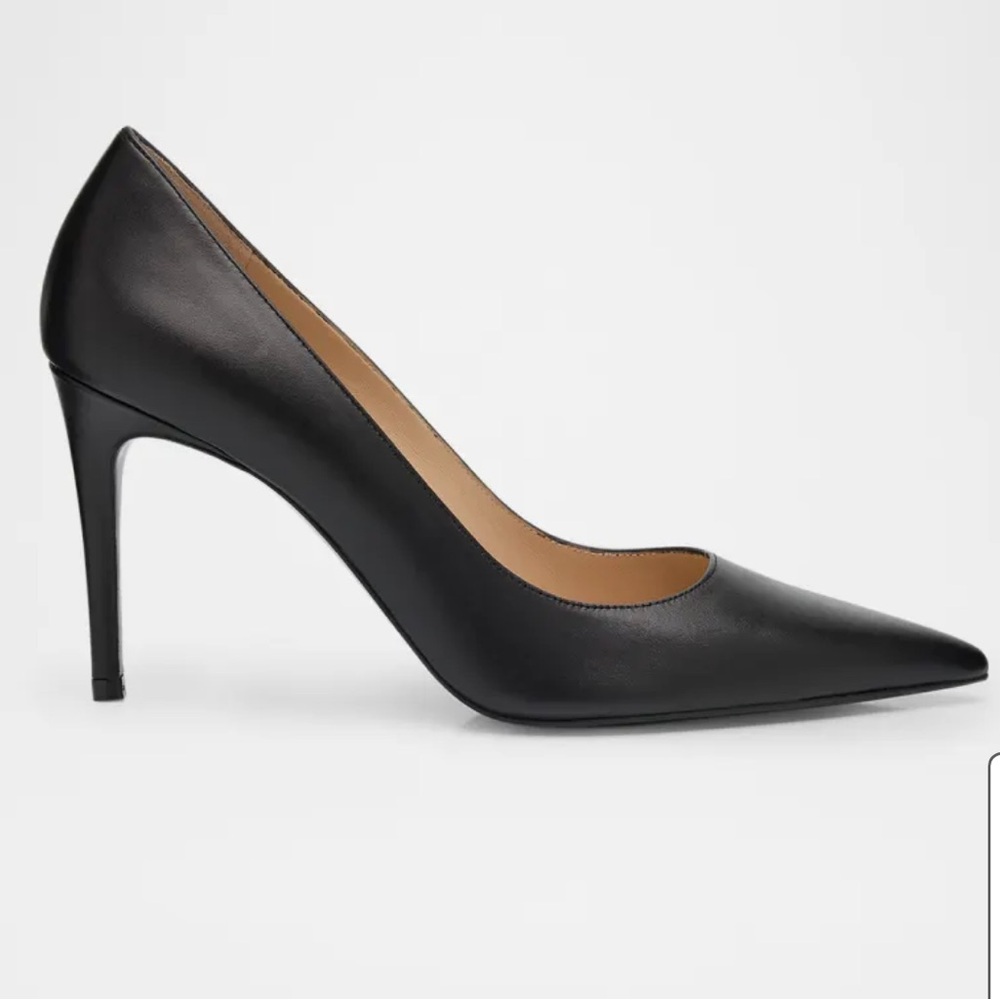 Stuart Weitzman Womens Stuart Power Pumps Calfskin Leather Black, Size US 6